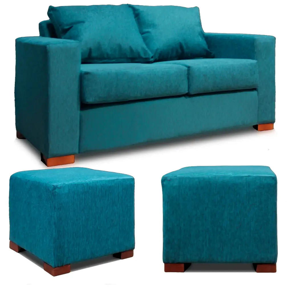 SOFA 2 CUERPOS + 2 POUF CALIPSO DKORA MODELO CEDRIC