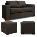 SOFA 2 CUERPOS + 2 POUF GRIS DKORA MODELO CEDRIC