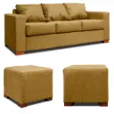 SOFA 3 CUERPOS + 2 POUF BEIGE DKORA MODELO CEDRIC