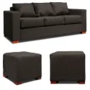SOFA 3 CUERPOS + 2 POUF GRIS DKORA MODELO CEDRIC
