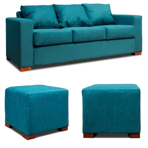 [DKO104540] SOFA 3 CUERPOS + 2 POUF CALIPSO DKORA MODELO CEDRIC